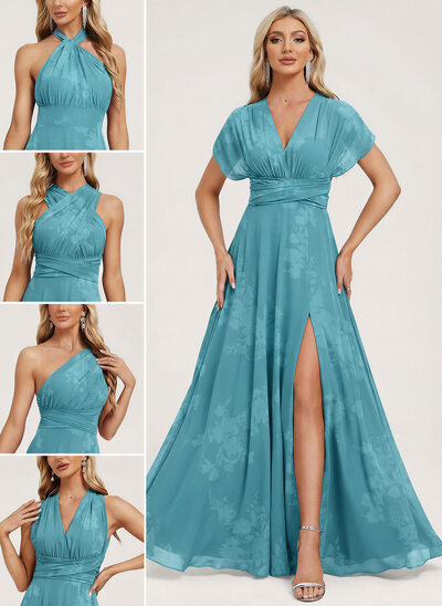 Trapèze une épaule fronces mousseline robe