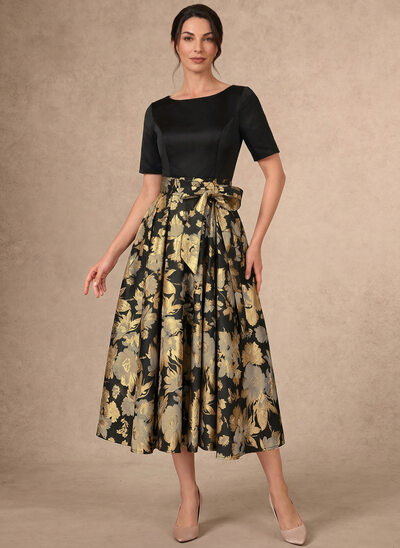 A-line Pleated Satin Dress