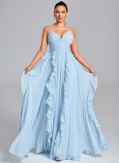 A-line kjole Plissert Chiffon Kle