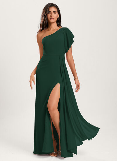 Trumpet/Mermaid One Shoulder Ruffle Chiffon Dress