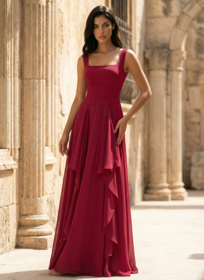 Kwadrat Żabot Szyfon Sukienka