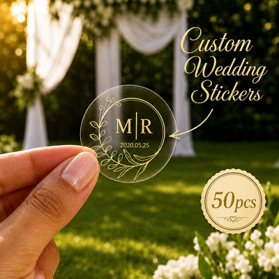 1 set/50 pezzi personalizzato adesivi per matrimoni sposa regali pvc