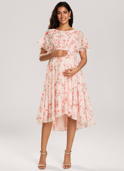 Corte em a plissado chiffon vestido de grávida