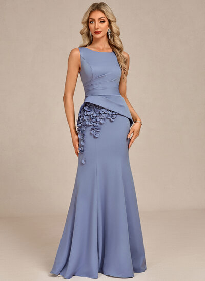 3D Floral Stretch Crepe Maxi Dress