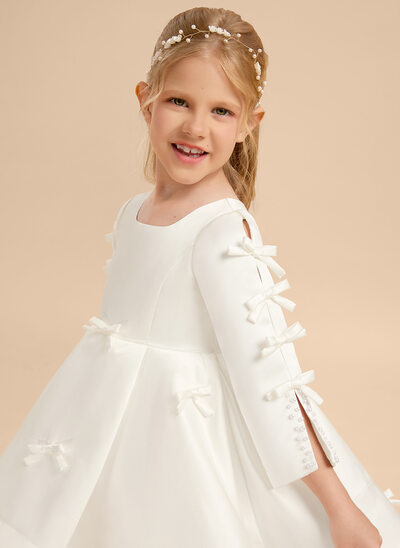 Tanssiaismekot/prinsessa square polvipituinen satiini kukka tyttö mekot jossa keula 