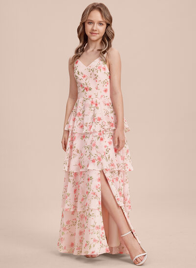 Ball-Gown/Princess Flower Chiffon Dress
