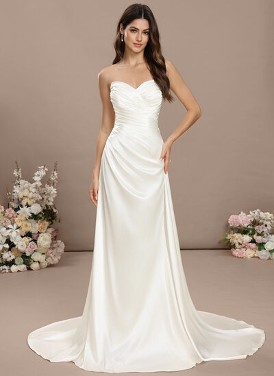 Sheath/Column Strapless Convertible Stretch Satin Dress