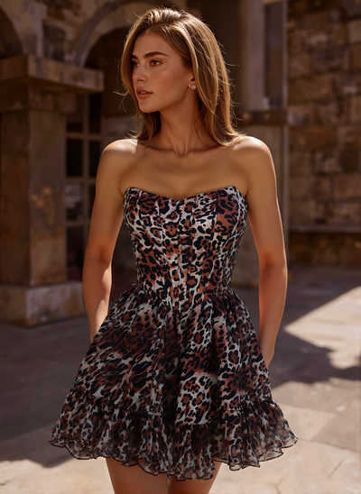 Ball-Gown/Princess Sweetheart Short Organza Homecoming Dress With Ruffle 