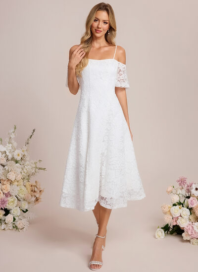 Square Spaghetti Straps Lace Dress