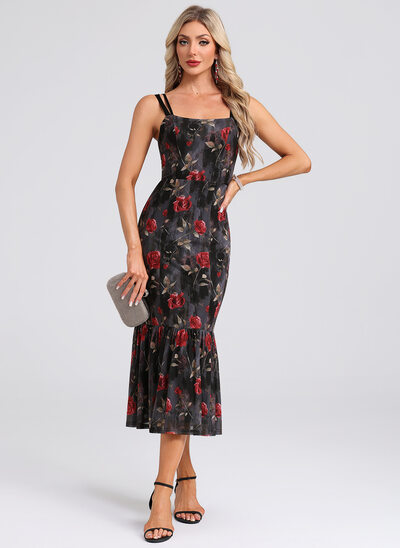 Robe midi avec imprimé fleur