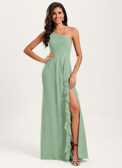 Trumpet/Mermaid One Shoulder Ruffle Chiffon Dress