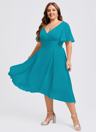 A-line Ruffle Chiffon Dress
