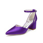 Femmes chaussures de mariage satiné talon bloc bout pointu talons de mariage chaussures de demoiselle d'honneur élégante mariage travail fête prom soirée chaussures 