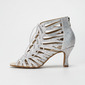 Women's Latin Shoes Lace-up Rhinestone High Heel Satin Solid Color Dance Shoes 