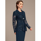 Chiffon Lace Long Sleeves Evening Mother's Wrap Jacket With Rhinestones Button 