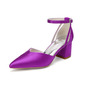 Femmes chaussures de mariage satiné talon bloc bout pointu talons de mariage chaussures de demoiselle d'honneur élégante mariage travail fête prom soirée chaussures 