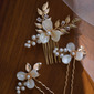Wedding Headpiece Pearl Flower Hair Comb Set 