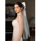 Bow Cut Edge Single Tier Bridal Fingertip Length 33" Wedding Veils 