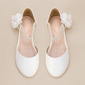 Girl's Flower Girl Shoes Wedding Bowknot Pearl Lace Faux Leather Round Toe Flat Heel Shoes 