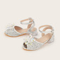 Girl's Princess Shoes Daily Party Crystal Glitter Peep Toe Low Heel Shoes 