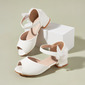 Girl's Flower Girl Shoes Wedding Faux Leather Peep Toe Low Heel Shoes 