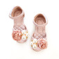 Mädchens Sandalen Blumenmädchen Schuhe Hochzeit Party Junior -Brautjungfernschuhe Blume Perle Kunstleder Peep Toe Flascher Absatz Schuhe 