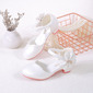 Girl's Flower Girl Shoes Wedding Party Bowknot Pearl Rhinestone Faux Leather Round Toe Low Heel Shoes 