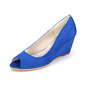 Women's Wedding Shoes Satin Wedge Heel Peep Toe Wedding Heels Bridesmaid Shoes Simple Wedding Shoes 