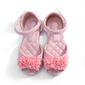 Girl's Sandals Flower Girl Shoes Wedding Junior Bridesmaid Shoes Flower Faux Leather Peep Toe Flat Heel Shoes 