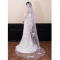 Floral Horsehair Edge Two Tier Bridal Chapel Length 91" Wedding Veils With Blusher 