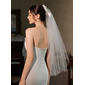 Bow Cut Edge Single Tier Bridal Fingertip Length 33" Wedding Veils 