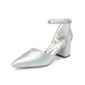 Femmes chaussures de mariage satiné talon bloc bout pointu talons de mariage chaussures de demoiselle d'honneur élégante mariage travail fête prom soirée chaussures 