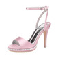 Women's Wedding Shoes Satin High Heel Platform Open Toe Wedding Sandals Bridal Shoes Bridesmaid Shoes Pearl Elegant Wedding Party Shoes 
