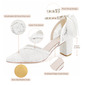 Women's Wedding Shoes Lace Satin Block Heel Point Toe Wedding Heels Bridal Shoes Pearl Ribbon Tie Elegant Wedding Shoes 