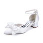 Women's Wedding Shoes Satin Chunky Heel Block Heel Point Toe Wedding Heels Bridesmaid Shoes Bowknot Elegant Wedding Shoes 