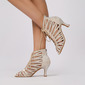 Women's Latin Shoes Lace-up Rhinestone High Heel Satin Solid Color Dance Shoes 