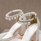 Women's Wedding Shoes Pearl Rhinestone Buckle Wedding Heels Bridal Shoes Boho Elegant Point Toe Wedding Shoes 