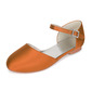 Girl's Flower Girl Shoes Wedding Pearl Satin Round Toe Flat Heel Shoes 