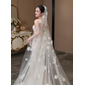 Pearl Floral Cut Edge Single Tier Bridal Cathedral Length 130" Wedding Veils 