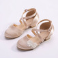 Chaussures de fille de fleur filles mariage fleurs satin bout rond talon plat chaussures