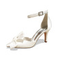 Women's Wedding Shoes Satin High Heel Point Toe Wedding Heels Bridal Shoes Bowknot Elegant Wedding Party Prom Evening Shoes 