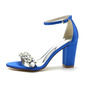 Women's Wedding Shoes Satin Block Heel Open Toe Wedding Sandals Bridal Shoes Rhinestone Elegant Wedding Prom Cocktail Shoes 