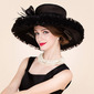 Kvinner Bred rand Rhinestone Faux fjær Organza Bryllup Kentucky Derby Kirkehatter 