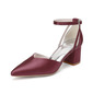 Femmes chaussures de mariage satiné talon bloc bout pointu talons de mariage chaussures de demoiselle d'honneur élégante mariage travail fête prom soirée chaussures 