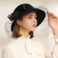 Elegant Winter Bow Veil Wool Wedding Cloche Hats 