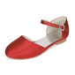 Girl's Flower Girl Shoes Wedding Pearl Satin Round Toe Flat Heel Shoes 