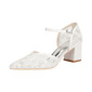 Women's Wedding Shoes Lace Satin Block Heel Point Toe Wedding Heels Bridal Shoes Bridesmaid Shoes Elegant Wedding Shoes 
