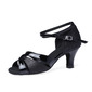 Women's Latin Shoes High Heel Faux Leather Indoor Color Block Dance Shoes 