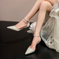 Mulheres saltos tira tornozelo sapatos de dama de honra casamento trabalho festa formatura noite elegante simples os juncos são materiais decorativos salto alto point toe cor sólida fivela sapatos 