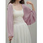 Cotton Knit Long Sleeves Solid Color Wedding Cocktail Soft Cover-ups Wrap 